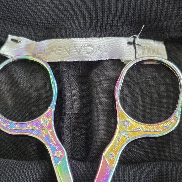 Lauren Vidal Capri Pants Women XXXL Black Pull On Foldable Elastic Waist Linen - Picture 3 of 14